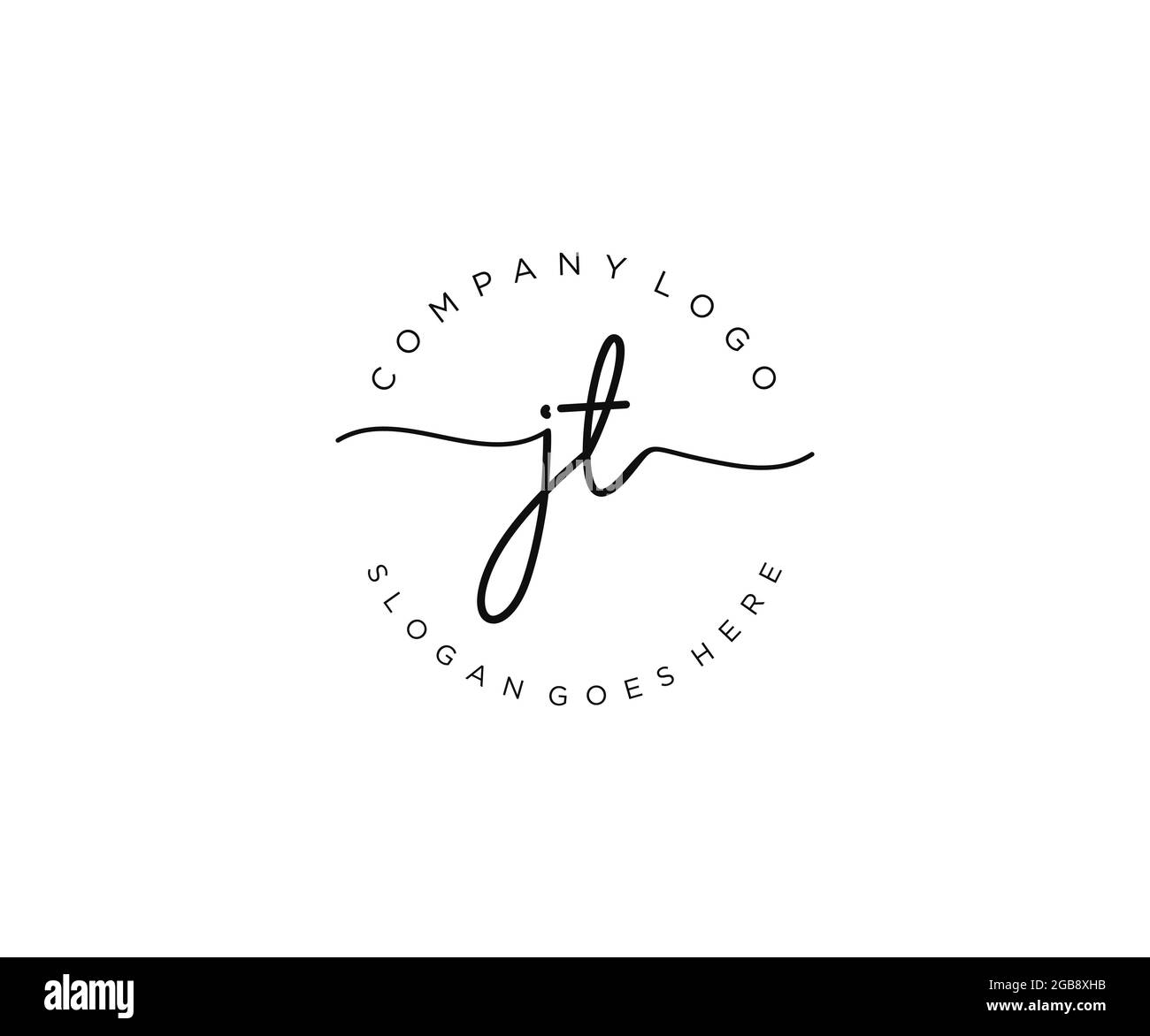JT feminine Logo Schönheit Monogramm und elegantes Logo-Design, Handschrift Logo der ursprünglichen Signatur, Hochzeit, Mode, Blumen und botanischen mit kreativen Stock Vektor