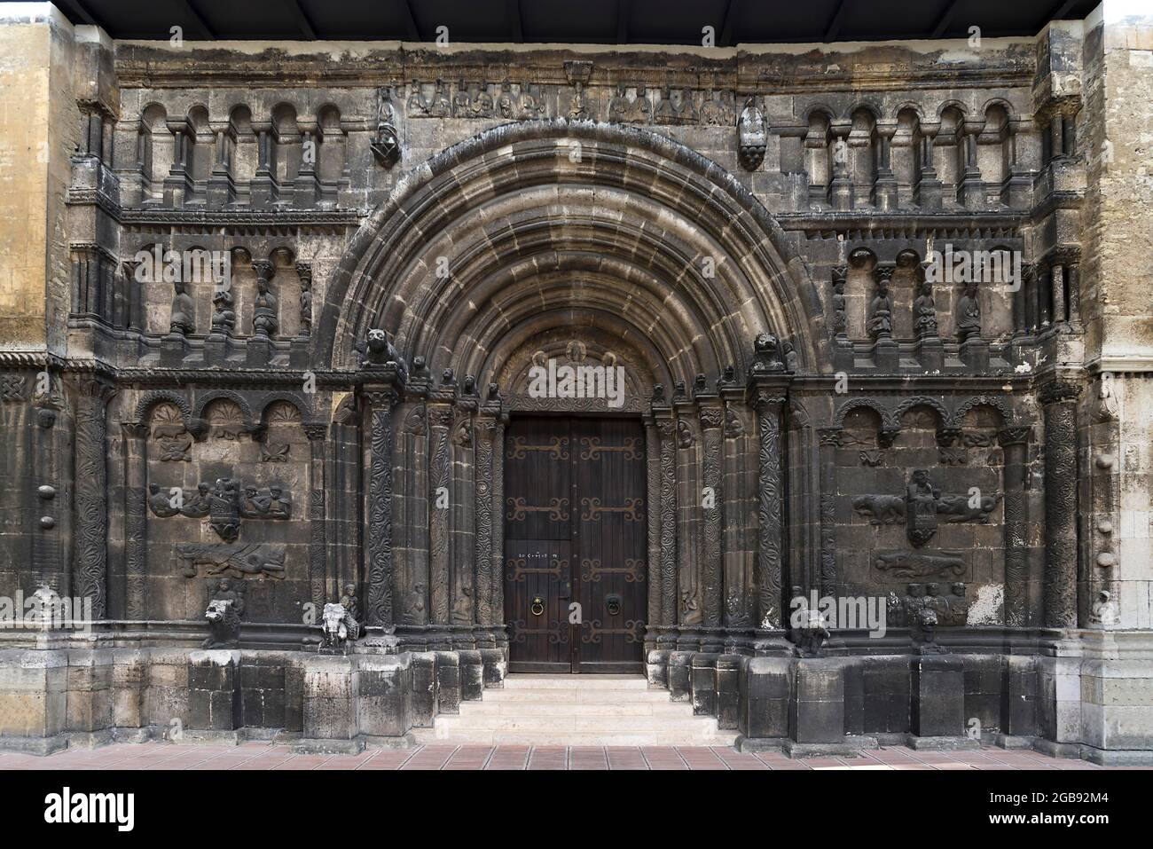 Das romanische Schottenportal um 1200, Schottenkirche St. Jakob, Regensburg, Oberpfalz, Bayern, Deutschland Stockfoto