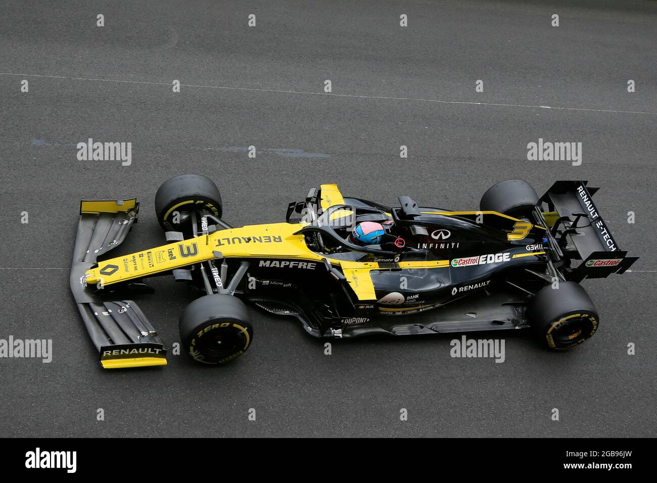 Daniel Ricciardo, Renault auf der Avenue d'Ostende von Ste Devot-Kuve in Richtung Casino, Formel 1 Grand Prix, Cote d'Azur, Monaco Stockfoto