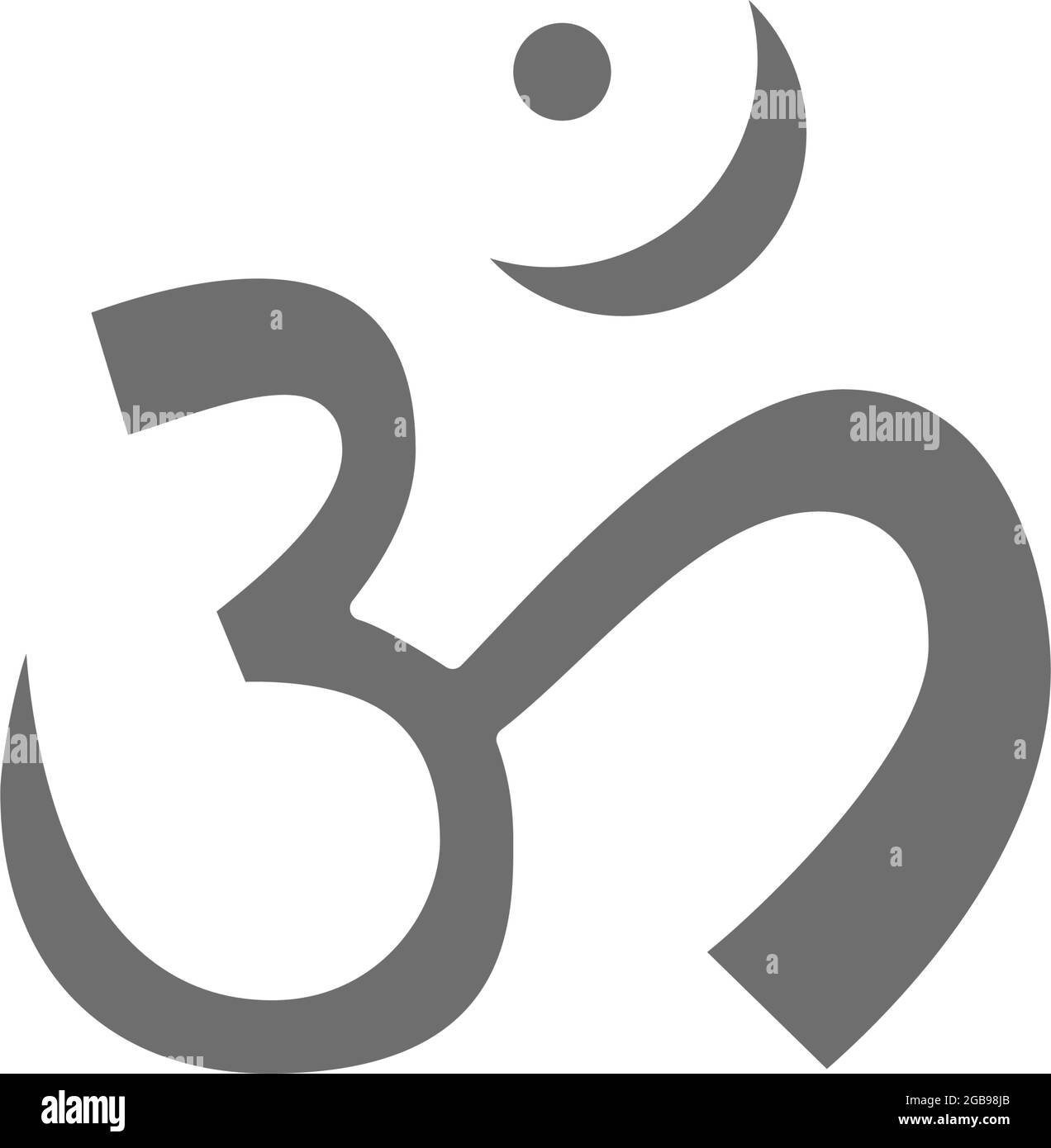 OM oder Aum Indischer heiliger Klang Symbol, Mantra graue Symbol Alamy