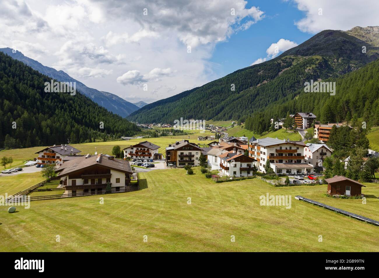 Obergebirgsdorf Sulden, Solda, Bezirk der Gemeinde Stilfs, Suldental, Ortler Alpen, Ortles, Vinschgau, Trentino-Südtirol, Italien Stockfoto