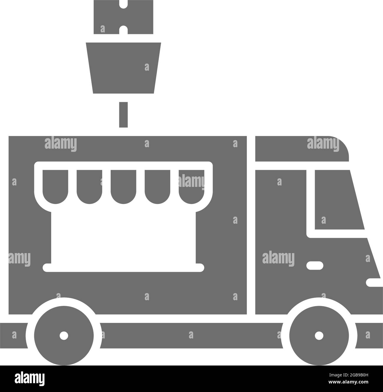 Pommes frites Truck, graues Fastfood-Symbol. Stock Vektor