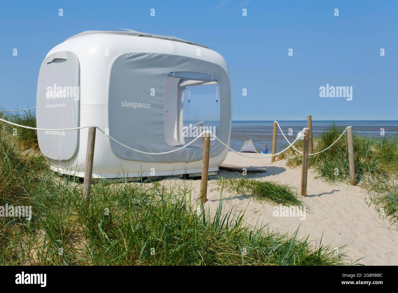 Sleeperoo Experience Übernachtung am Strand, Schilig, Wangerland, Ostfriesland, Niedersachsen, Deutschland Stockfoto