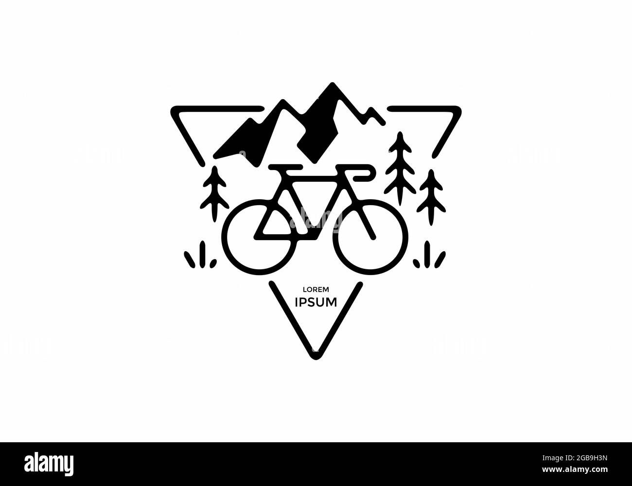 Bike Mountain Line Kunst Illustration Design Stock Vektor