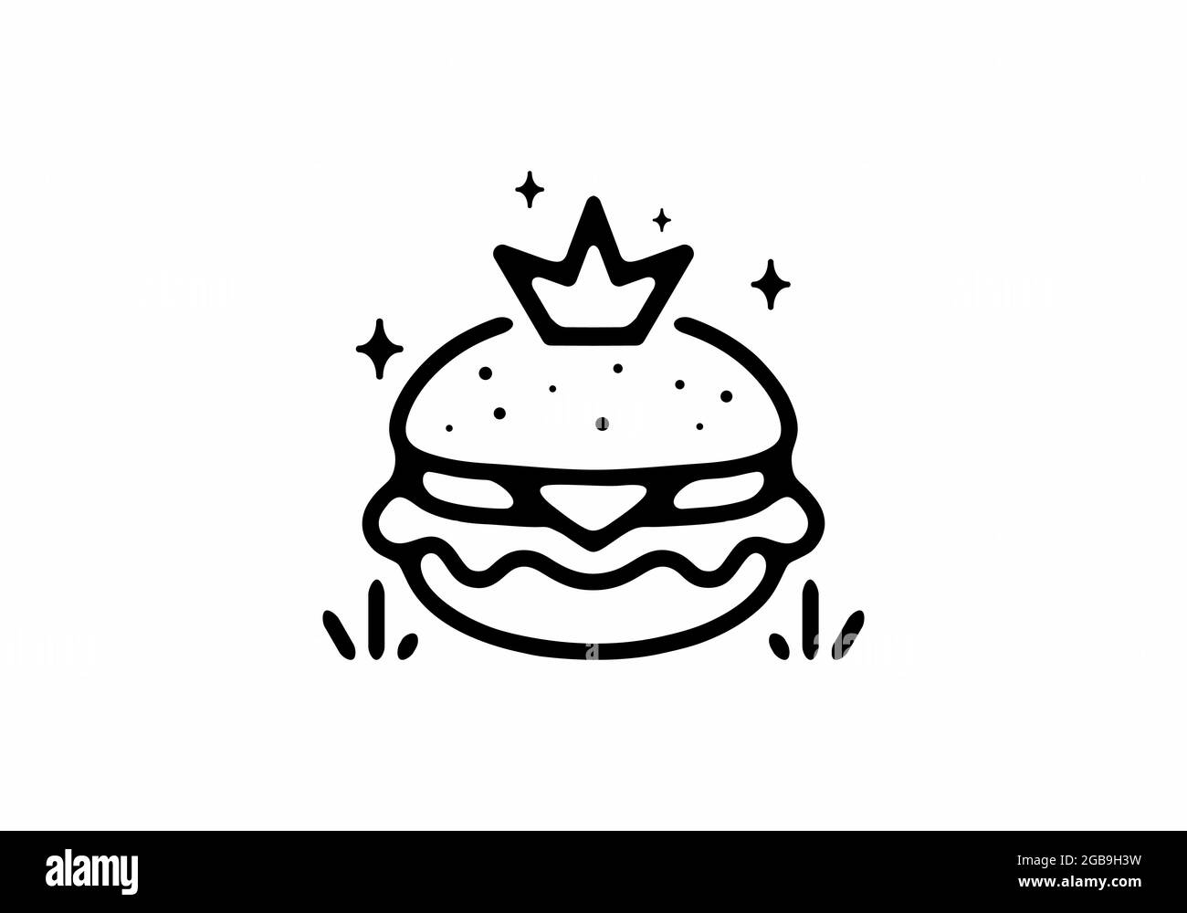 Burger mit Kronenlinie und Illustrationen Stock Vektor