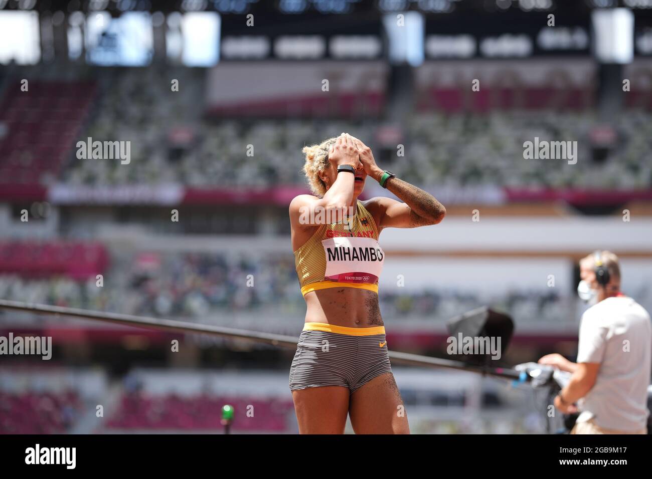 Tokio, Japan. 3. August 2021; Olympiastadion, Tokio, Japan: Tag der Olympischen Sommerspiele 11 in Tokio 2020; Weitsprung-Finale für Frauen: MIHAMBO Malaika betet für einen guten Sprung und erzielt Kredit: Action Plus Sports Images/Alamy Live News Stockfoto