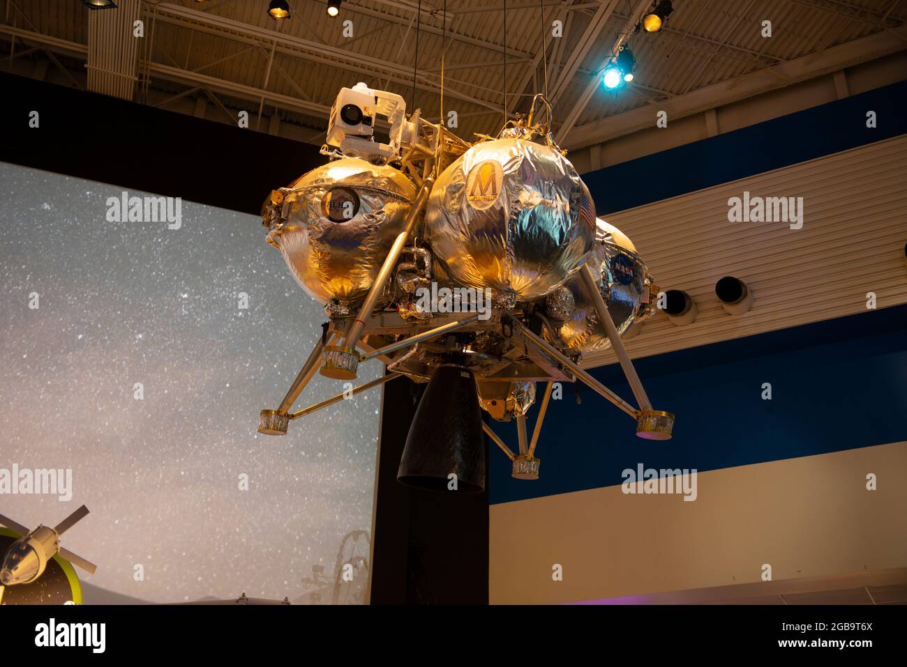 NASA Morpheus Systemmodell im Johnson Space Center in der Stadt Houston, Texas TX, USA. Das Morpheus-System ist ein autonomes robotisches Landesystem Stockfoto