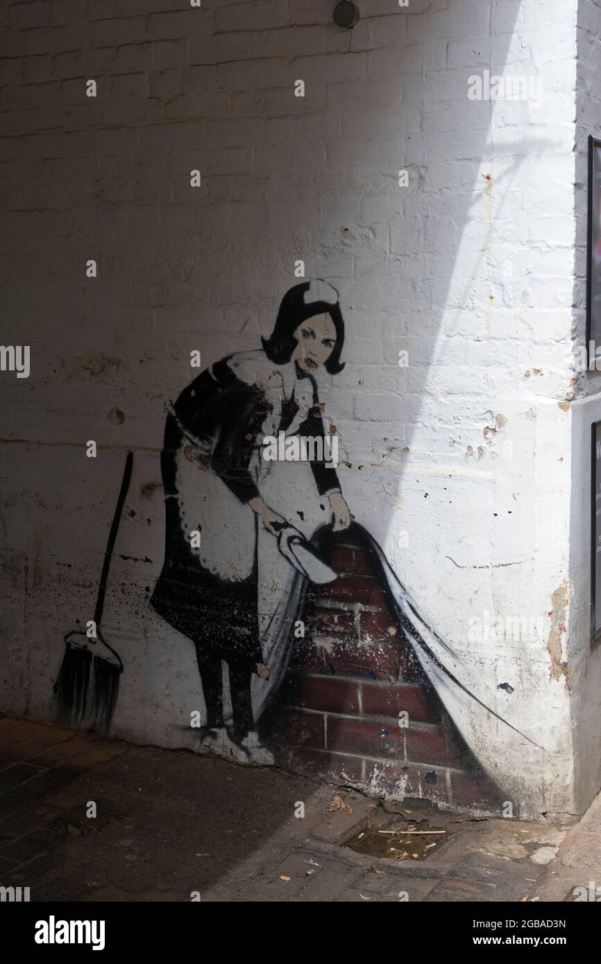 Bild im Banksy-Stil, Banbury, Oxfordshire, England, Großbritannien Stockfoto