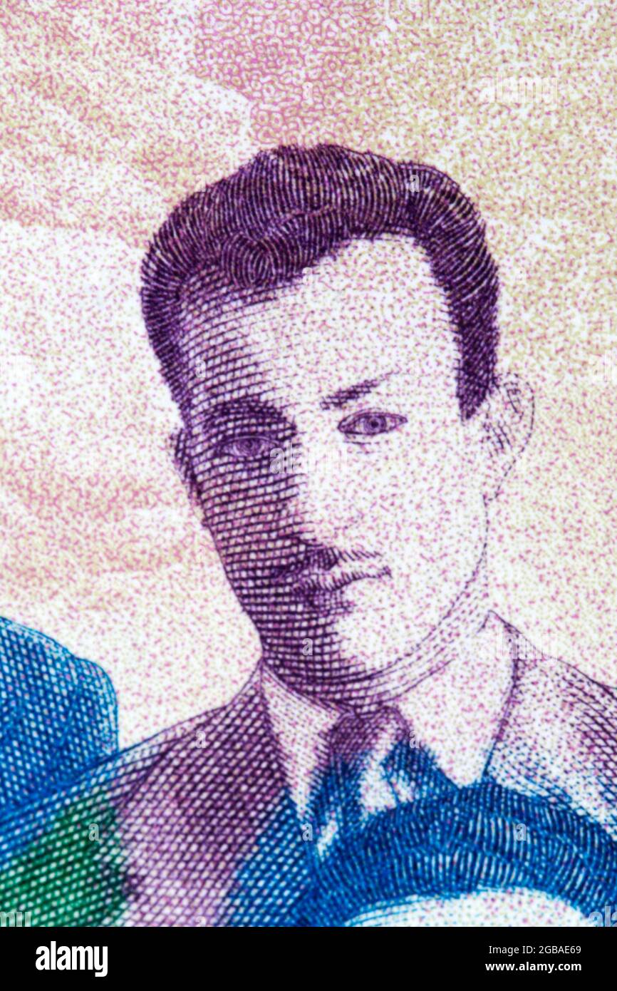 Mourad Didouche ein Porträt aus algerischem Geld - Dinar Stockfoto