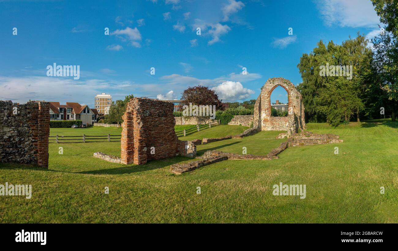 Ruinen, St. Pancras Kirche, St. Augustines Abtei, Canterbury, Kent, England Stockfoto