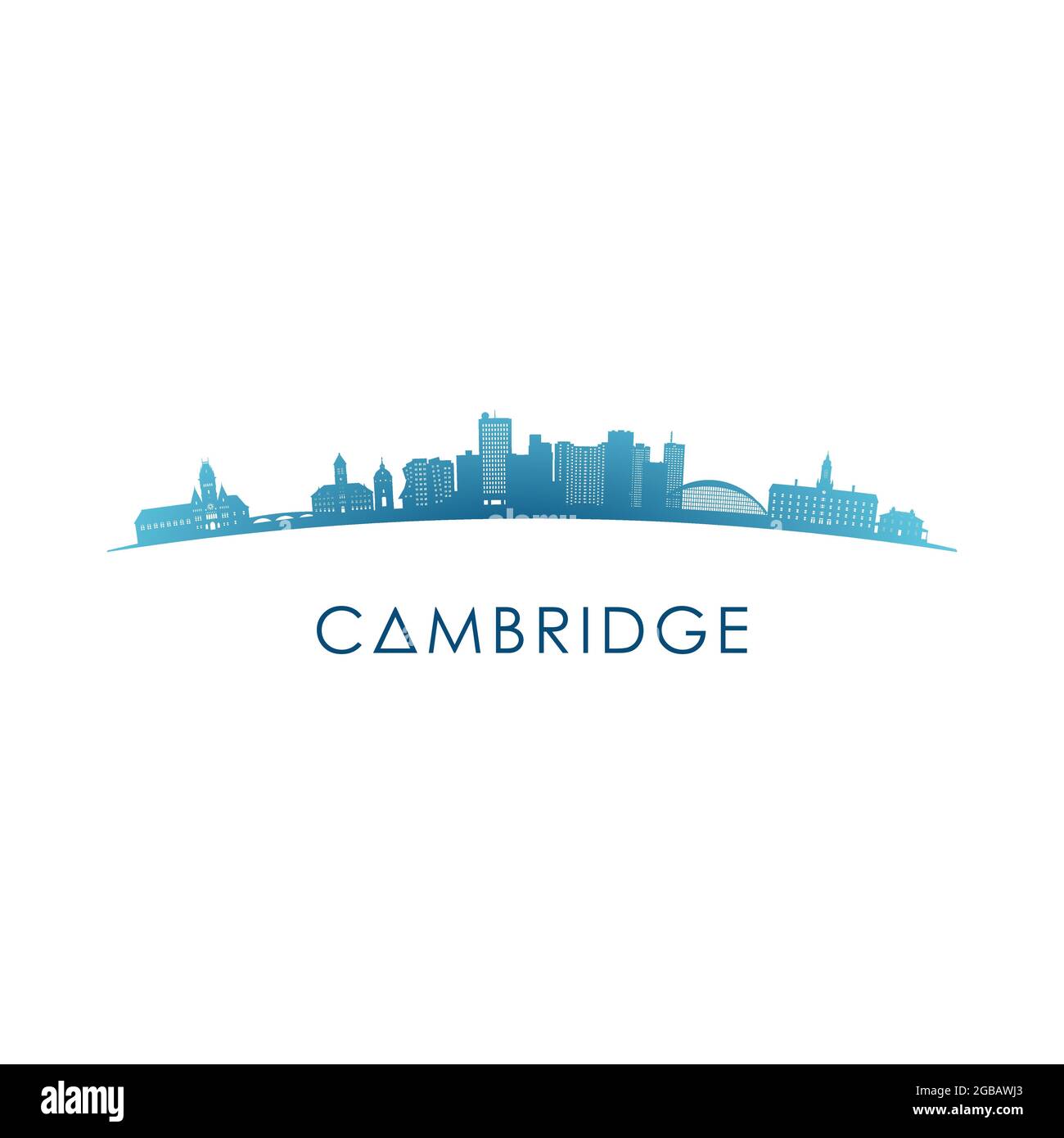 Silhouette der Skyline von Cambridge USA. Vektor-Design bunte Illustration. Stock Vektor