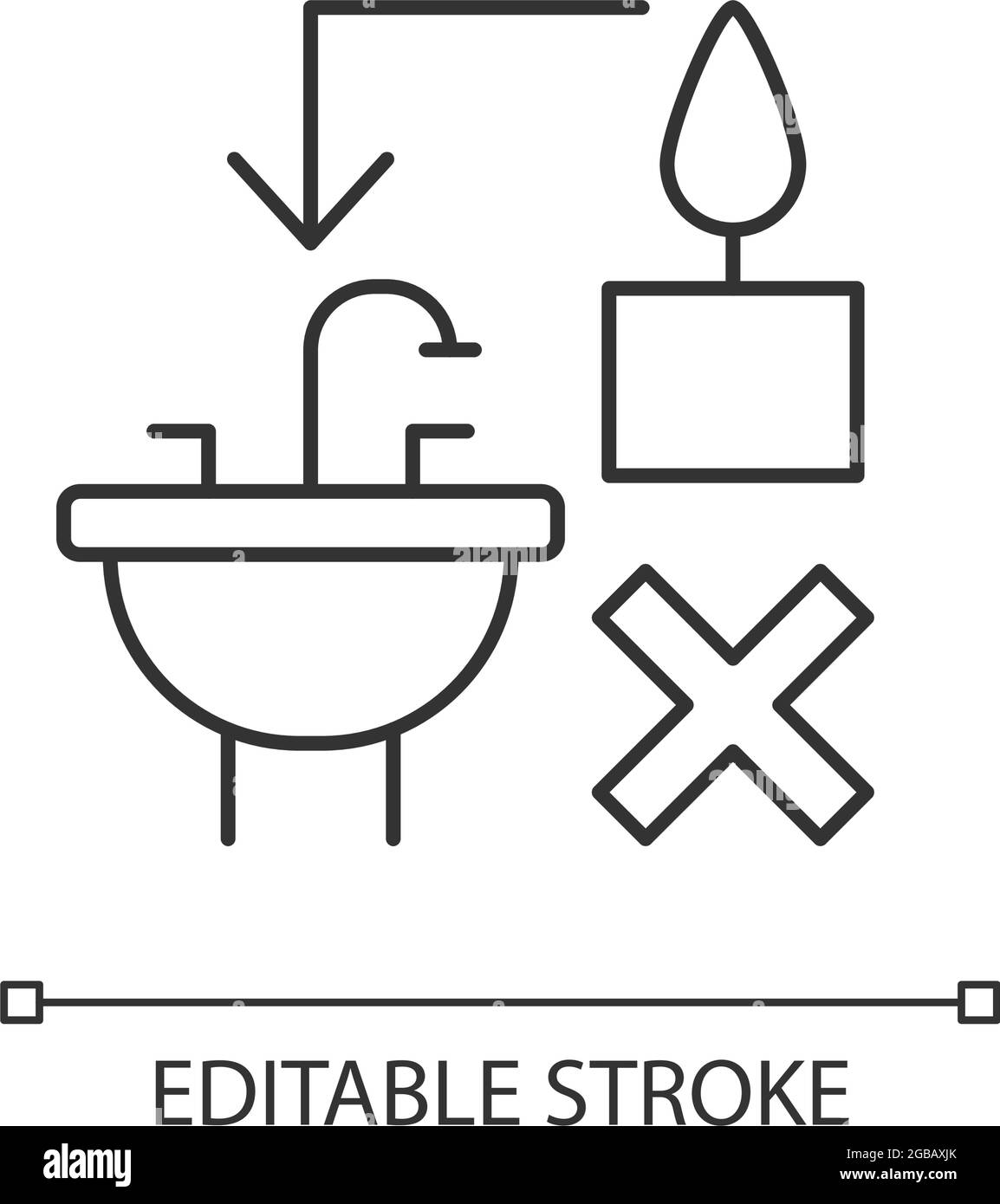 Werfen Sie niemals heißes Wachs auf das lineare manuelle Beschriftungssymbol des Senken Stock Vektor
