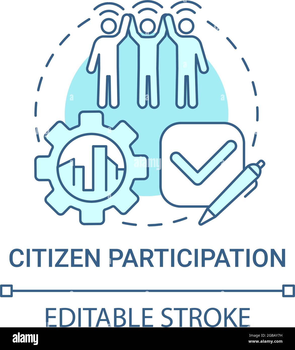 Citizen Participation Blue Concept Icon Stock Vektor