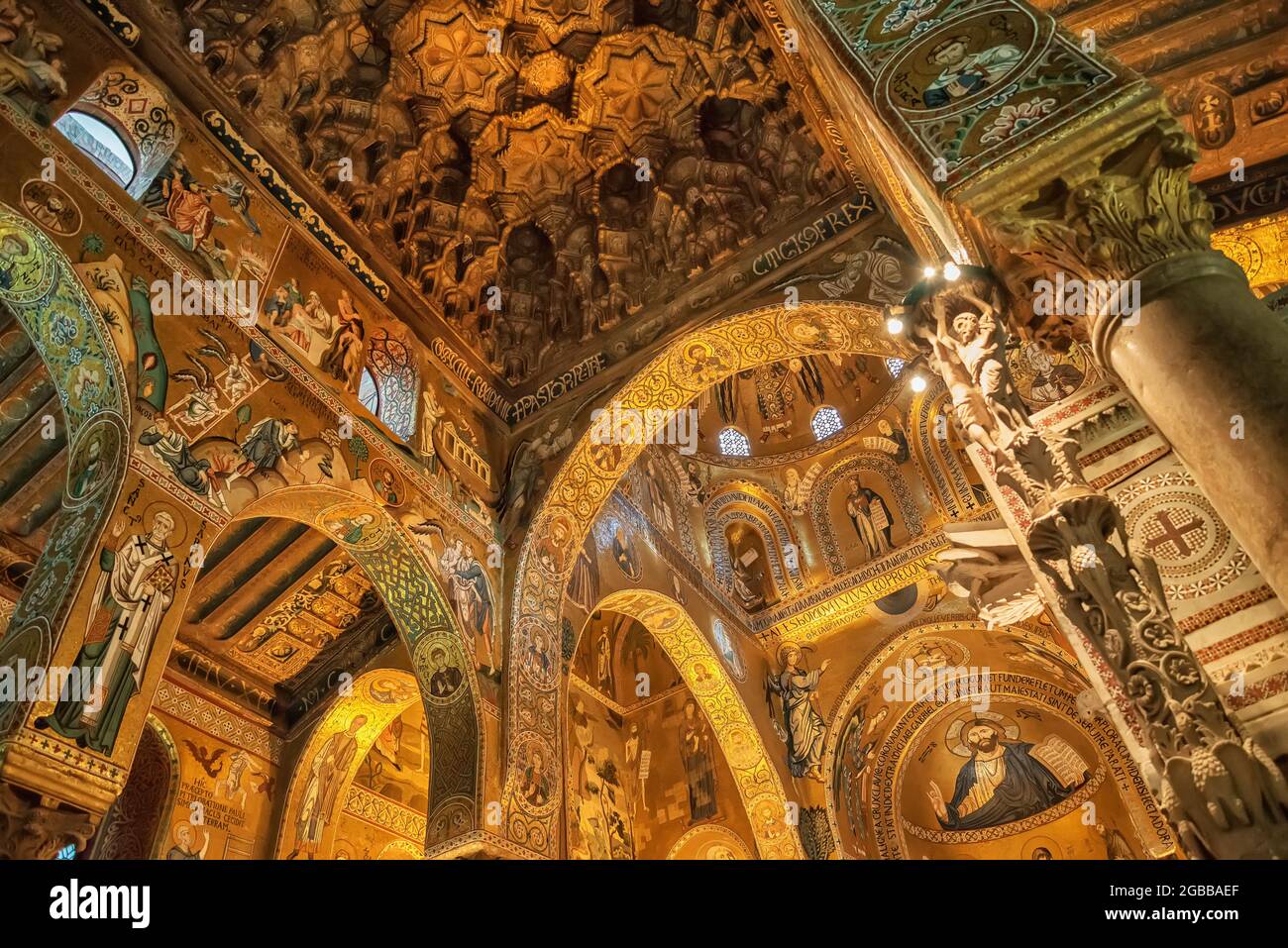 Capella Palatina, UNESCO-Weltkulturerbe, Palermo, Sizilien, Italien, Mittelmeer, Europa Stockfoto