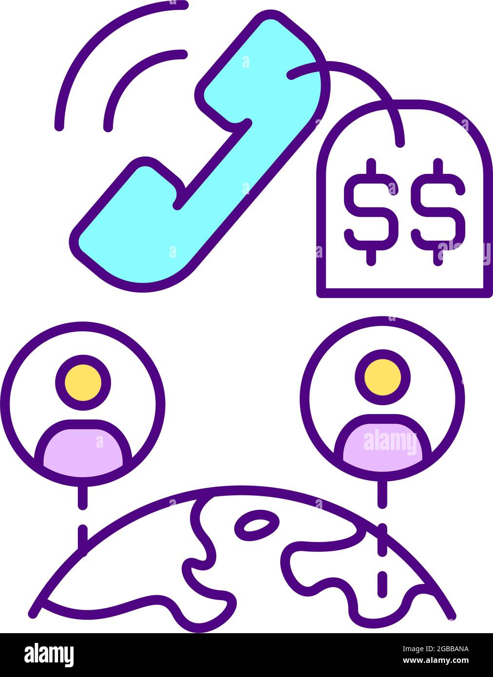 Kostspieliges RGB-Farbsymbol für globale Anrufe Stock Vektor