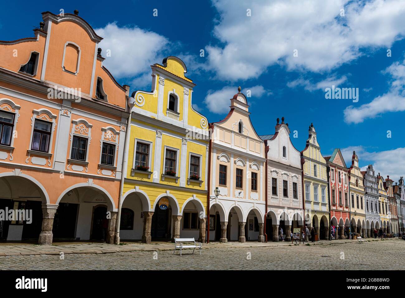 Das historische Zentrum von Telc, UNESCO-Weltkulturerbe, Südmähren, Tschechien, Europa Stockfoto