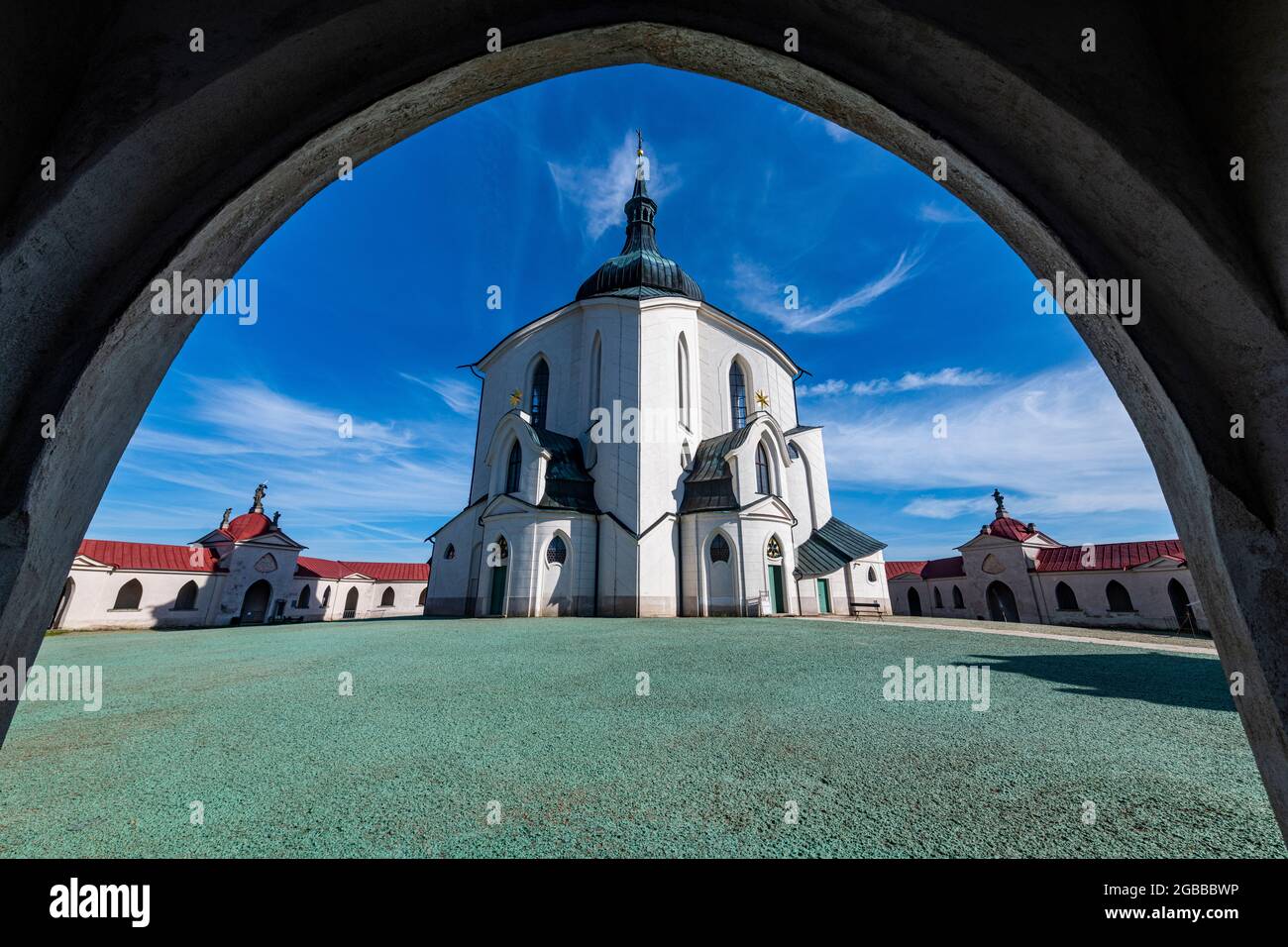 Wallfahrtskirche des heiligen Johannes von Nepomuk, UNESCO-Weltkulturerbe, Zelena Hora, Tschechische Republik, Europa Stockfoto