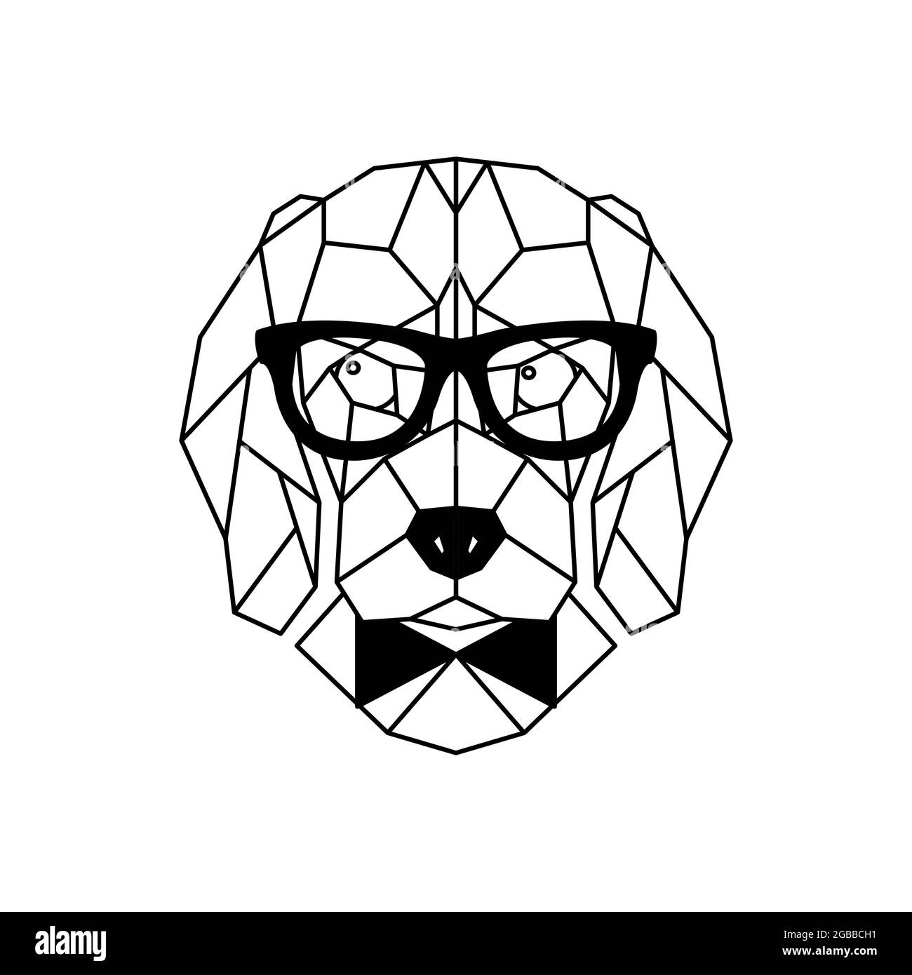 Hundebeagle in Gläsern. Geometrischer Stil. Vektorgrafik. Stock Vektor