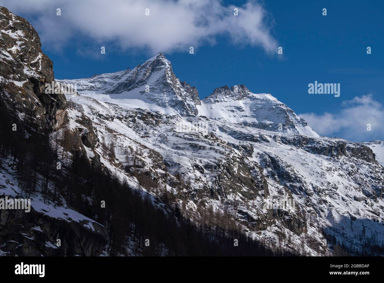Bec de Montchair, 3554 m, und Cime de Breuil, 3419 m, Nationalpark Gran Paradiso, Aostatal, Italien, Europa Stockfoto