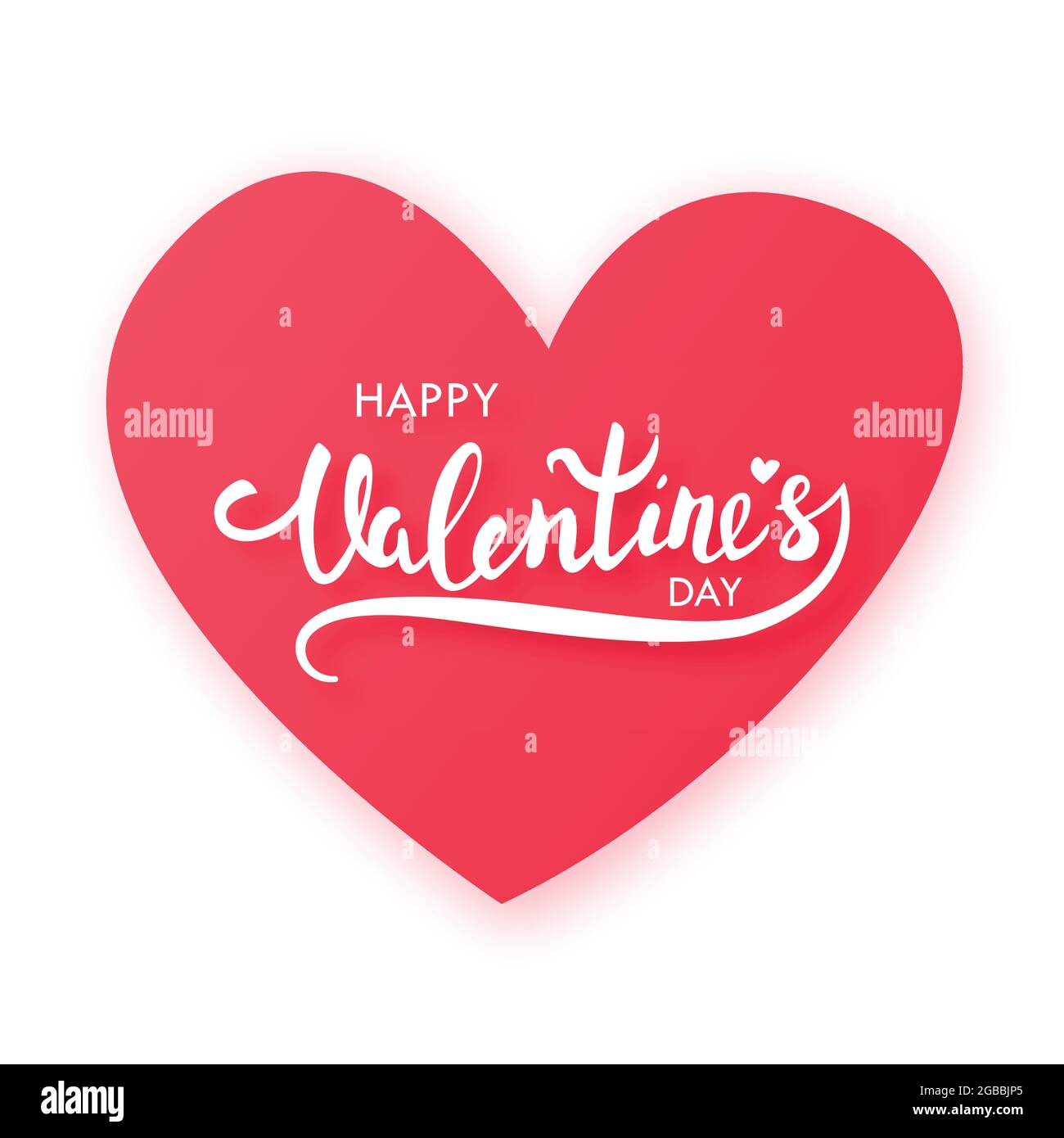 Papier geschnitten rotes Herz mit Text: Happy Valentines day. Von Hand gezogenes Herz. Valentinskarte. Stock Vektor