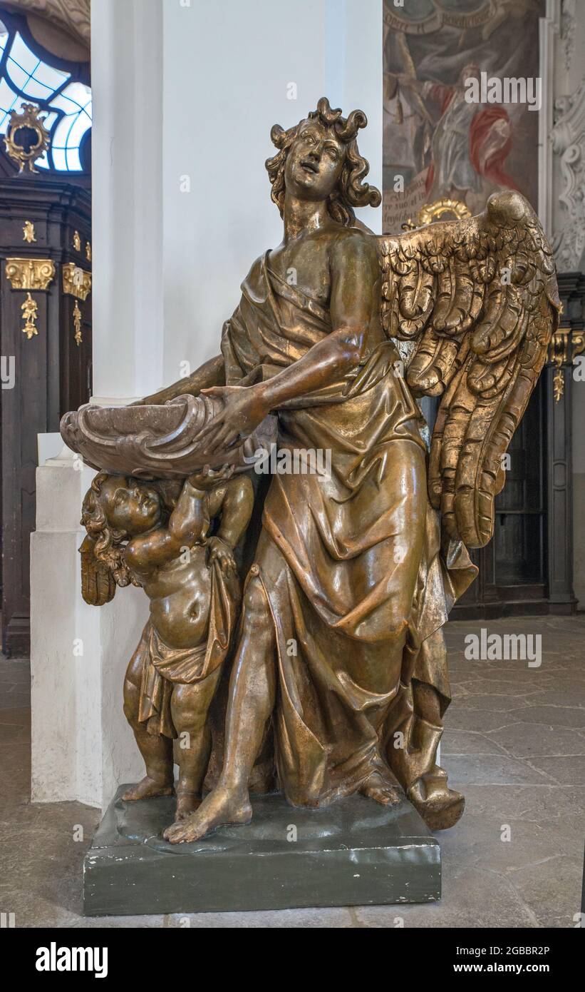 Skulptur von Ferdinand Brokoff in der Basilika Mariä Himmelfahrt, 18. Jahrhundert, Zisterzienserabtei in Krzeszow, Niederschlesien, Polen Stockfoto