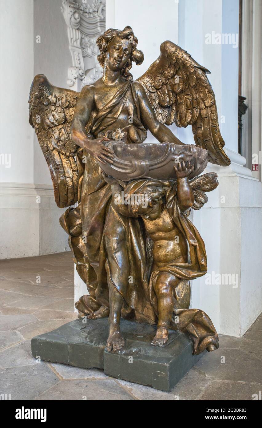 Skulptur von Ferdinand Brokoff in der Basilika Mariä Himmelfahrt, 18. Jahrhundert, Zisterzienserabtei in Krzeszow, Niederschlesien, Polen Stockfoto