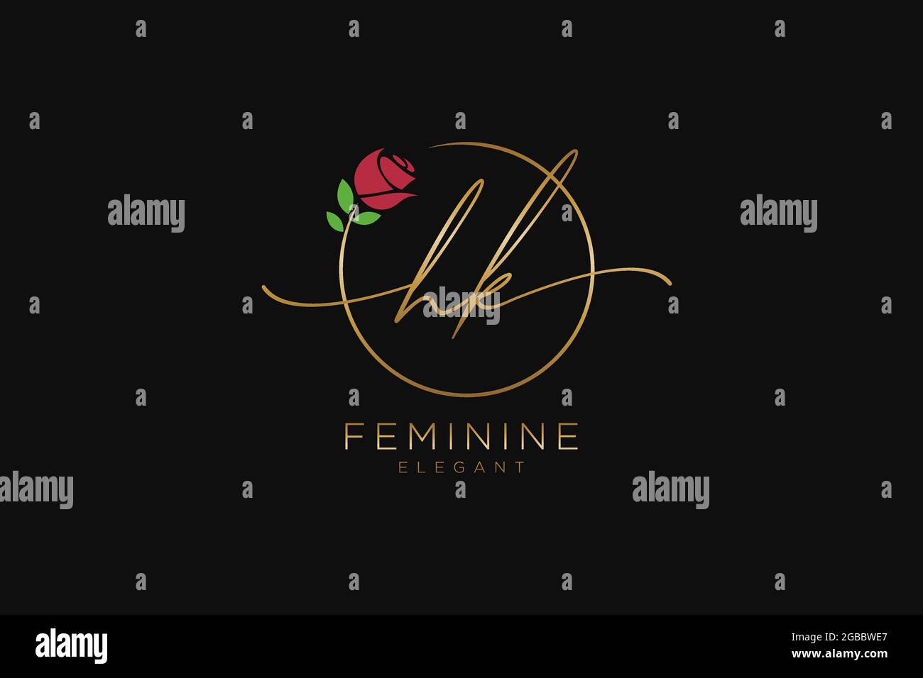 HK feminine Logo Schönheit Monogramm und elegantes Logo-Design, Handschrift Logo der ursprünglichen Signatur, Hochzeit, Mode, Blumen und botanischen mit kreativen Stock Vektor