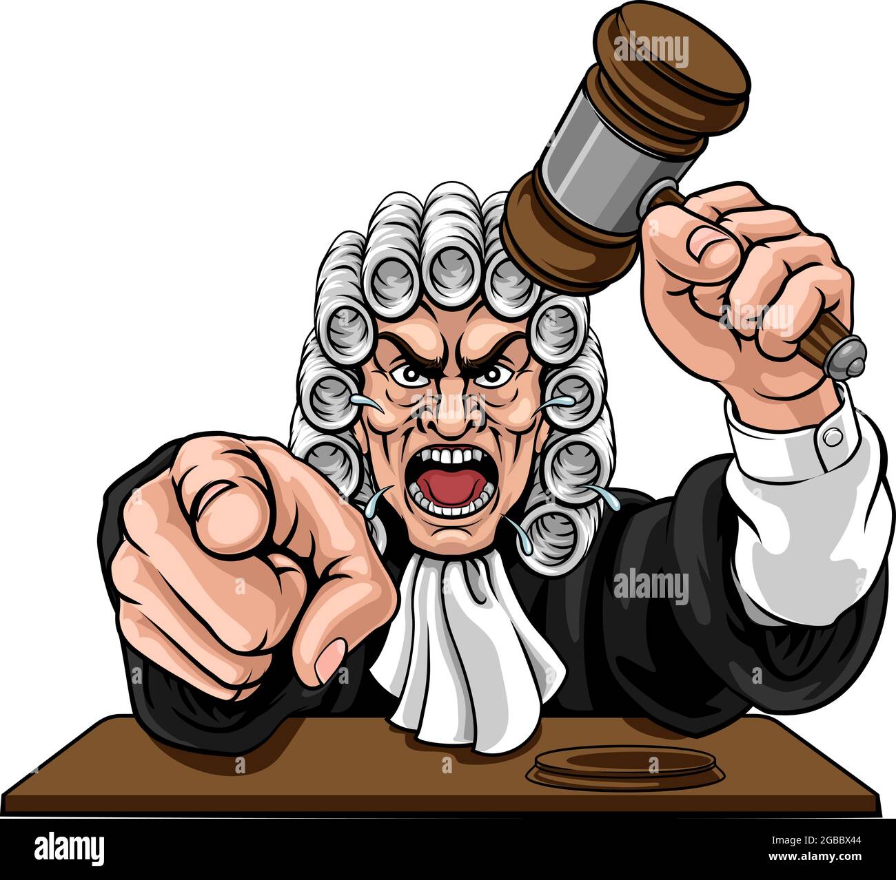 Wütend Richter Zeichentrickfigur Stock Vektor
