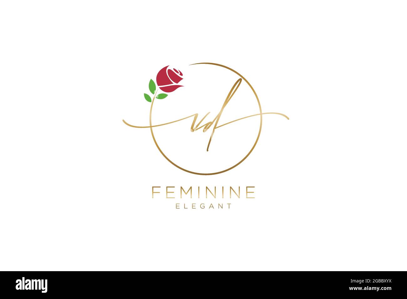VD feminine Logo Schönheit Monogramm und elegantes Logo-Design, Handschrift Logo der ursprünglichen Signatur, Hochzeit, Mode, Blumen und botanischen mit kreativen Stock Vektor