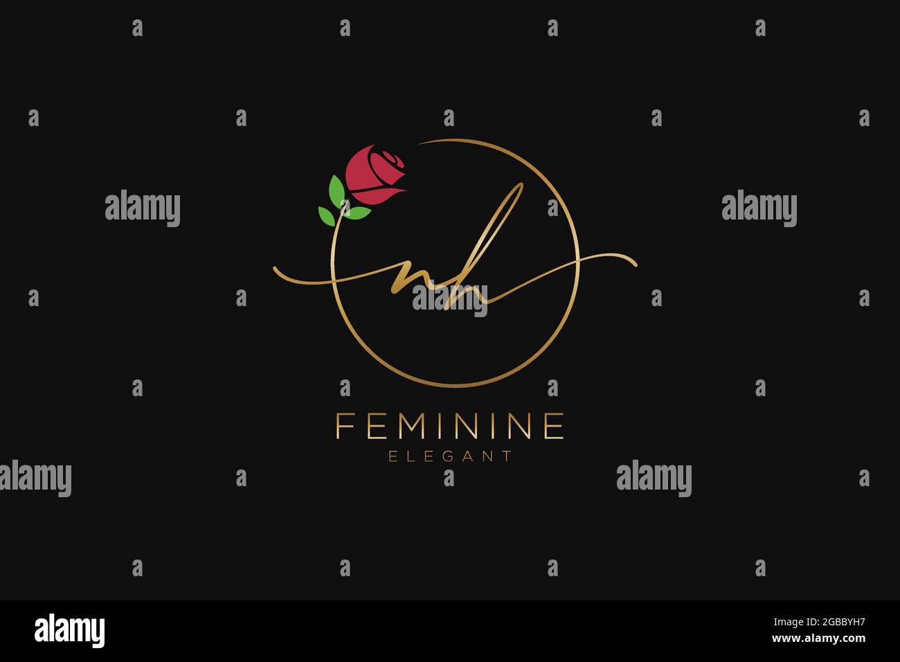 NH feminine Logo Schönheit Monogramm und elegantes Logo-Design, Handschrift Logo der ursprünglichen Signatur, Hochzeit, Mode, Blumen und botanischen mit kreativen Stock Vektor
