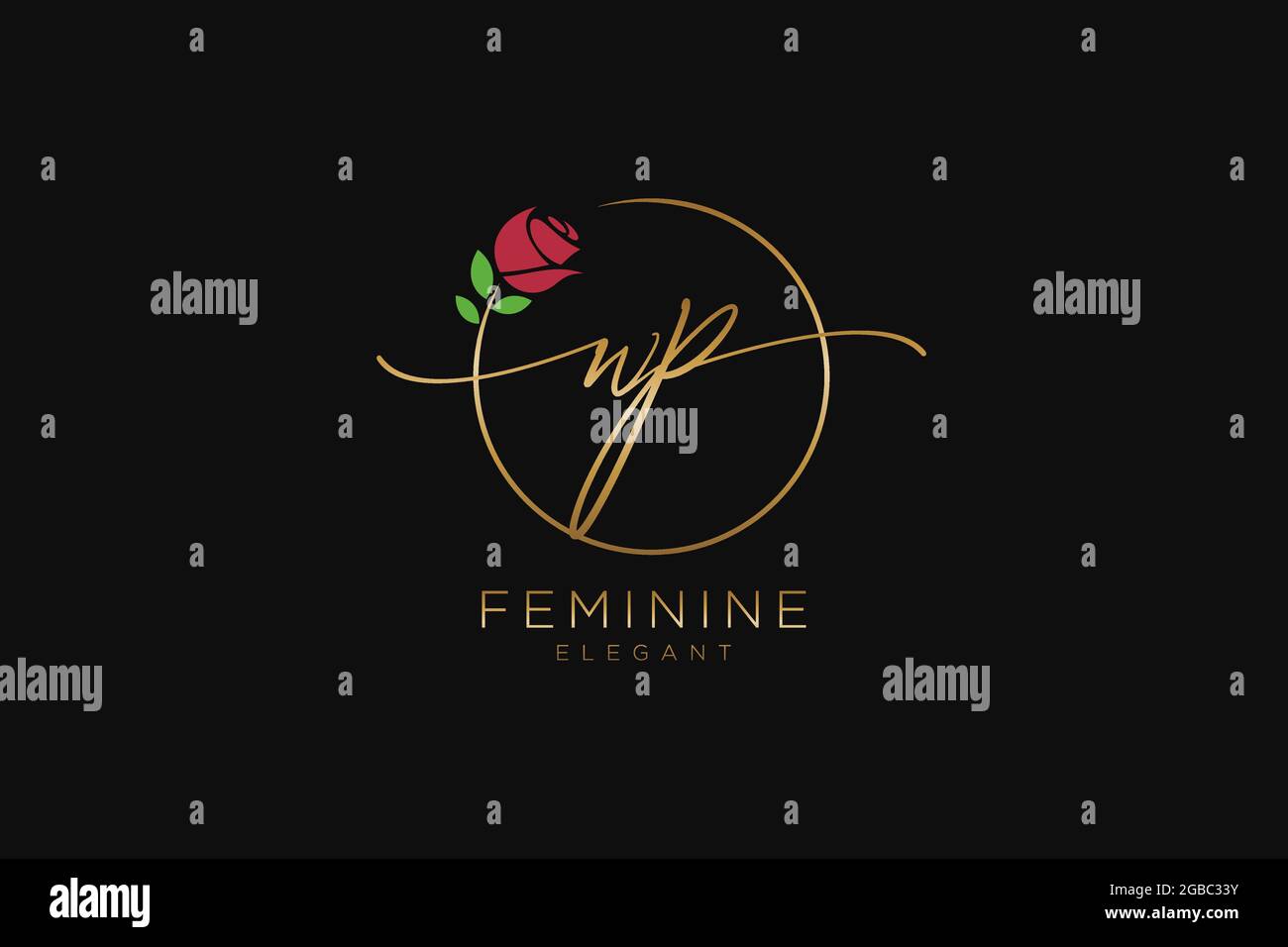 WP feminine Logo Schönheit Monogramm und elegantes Logo-Design, Handschrift Logo der ursprünglichen Signatur, Hochzeit, Mode, floral und botanisch mit kreativen Stock Vektor