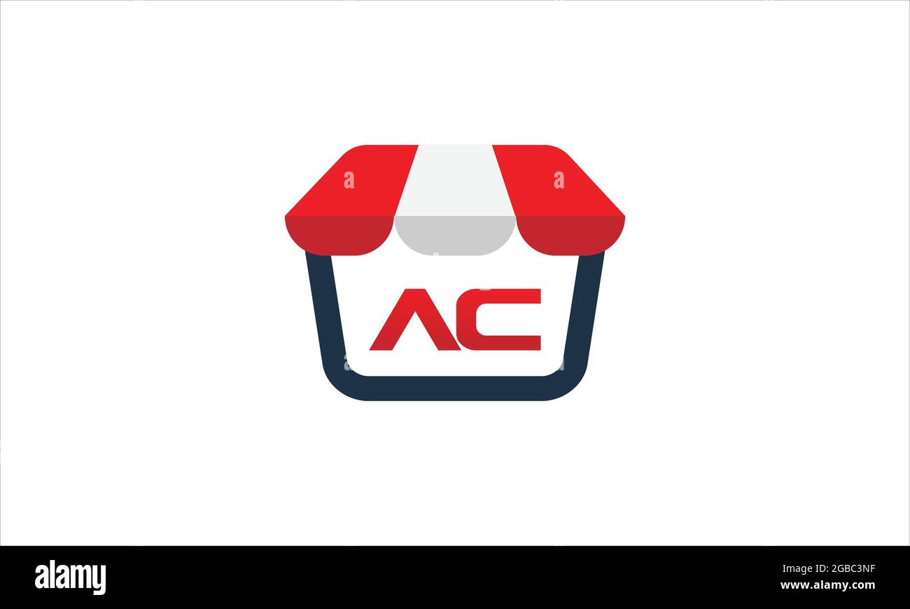 Buchstabe AC oder CA auf Schaufenster mit rot-weißem Fensterschirm Zelt Symbol-Logo-Design Stock Vektor