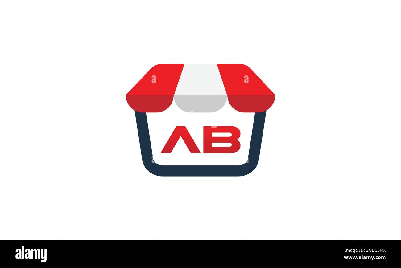 Buchstabe ab oder BA auf Schaufenster mit rot-weißem Fensterschirm Zelt Icon-Logo-Design Stock Vektor