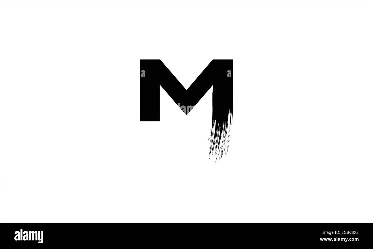 Anfangsbuchstabe M Zen-Pinsel Strichen Buchstaben Symbol Logo Design Illustration oder schwarze Farbe Buchstaben Logos Stock Vektor