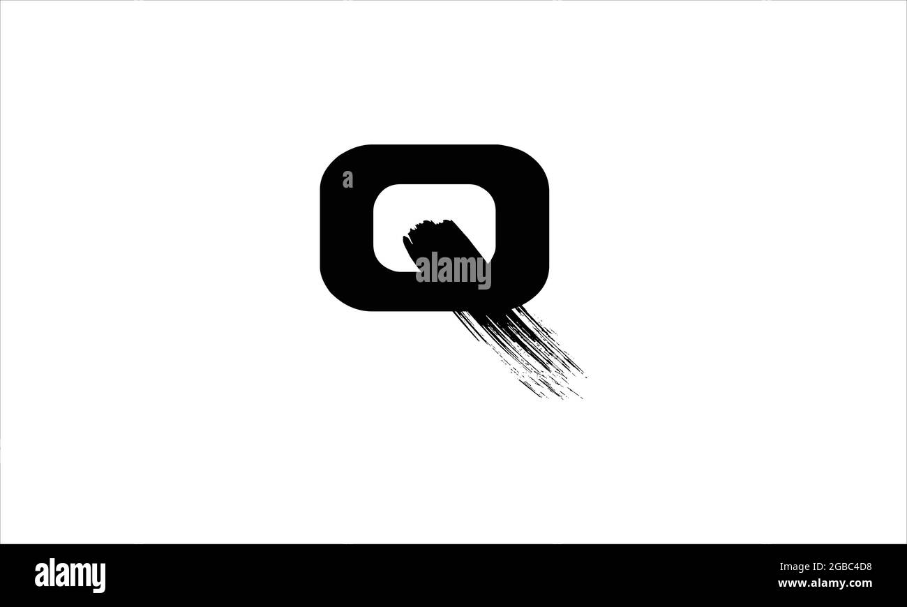 Anfangsbuchstabe Q Zen-Pinsel gestürzter Buchstabe Symbol Logo Design Illustration oder schwarze Farbe Buchstaben Logos Stock Vektor