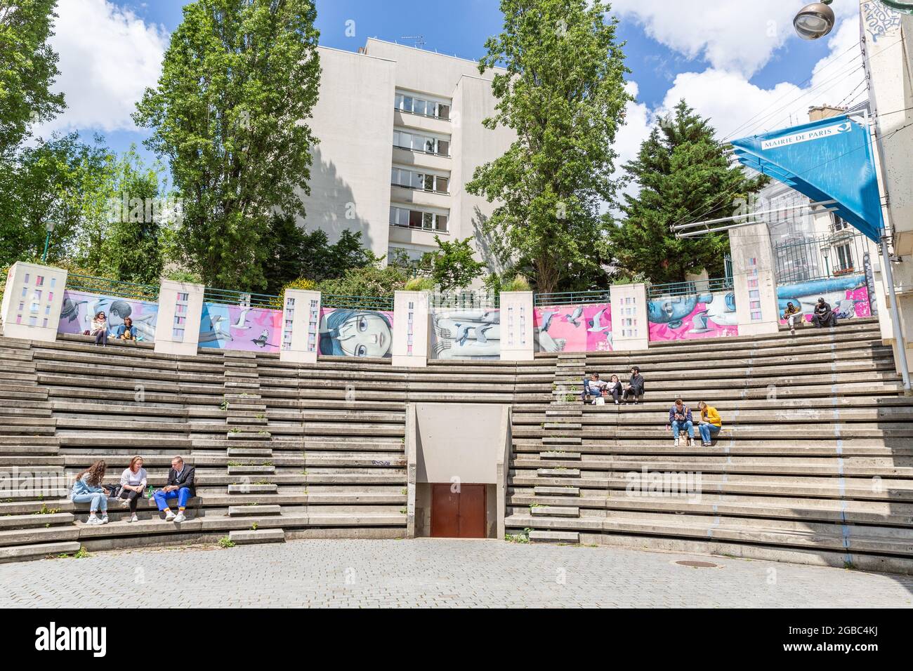 Belvedere des Belleville Parks in Paris Stockfoto