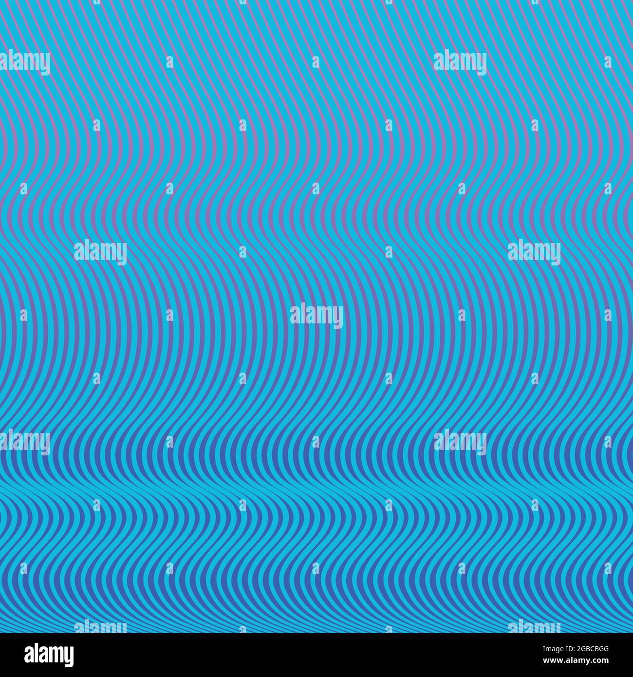 Ein abstraktes Muster mit Linien in Wellen. Die Linien sind aquablau und der Hintergrund ist ein sanftes blau-violettes Farbverlauf. Stock Vektor