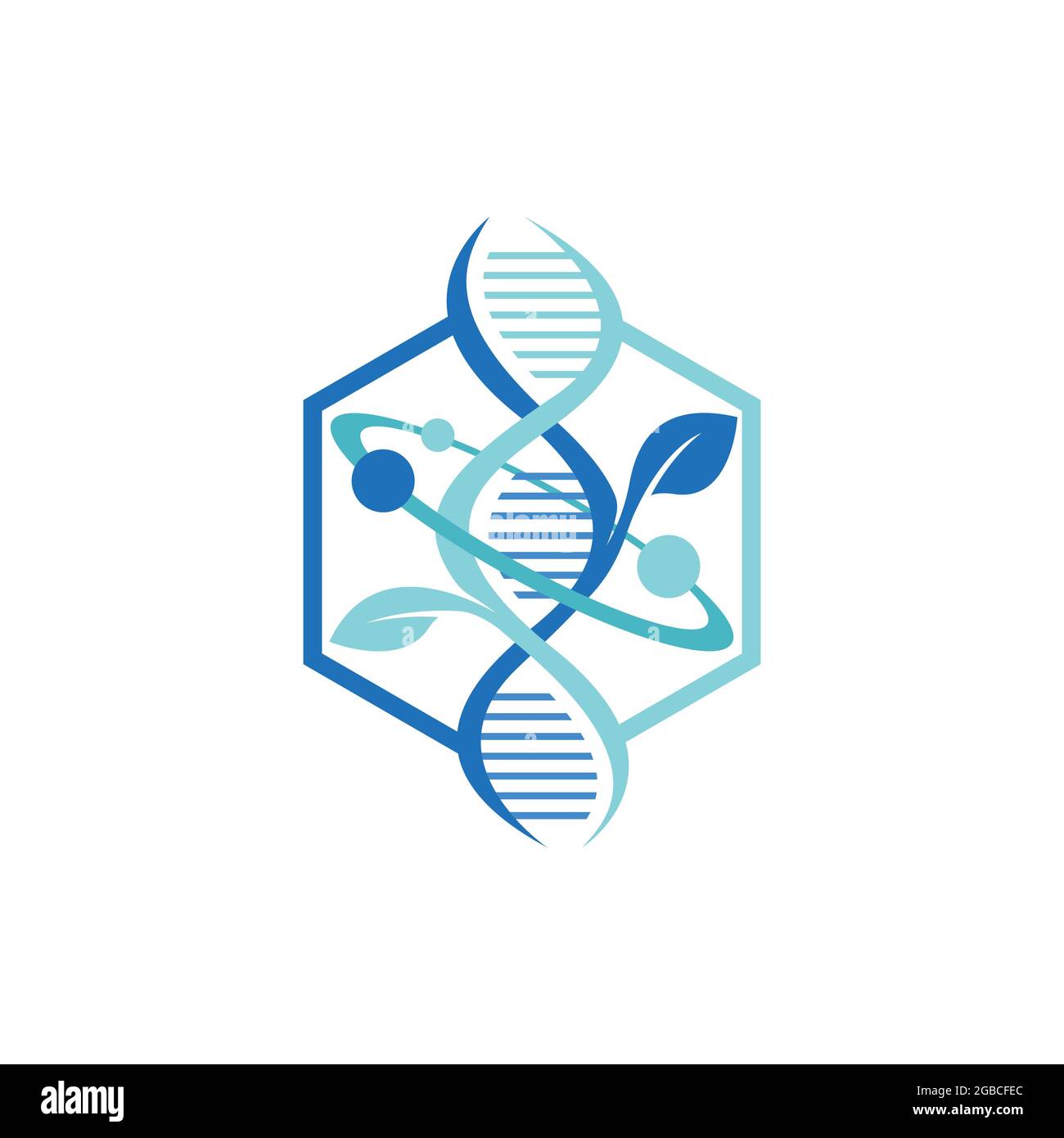 Hexagon DNA Atom Molecular Structure Logo. Chemie DNA-Molekül Wissenschaftliche Struktur Atom Business Brand Vector Logo Design Stock Vektor