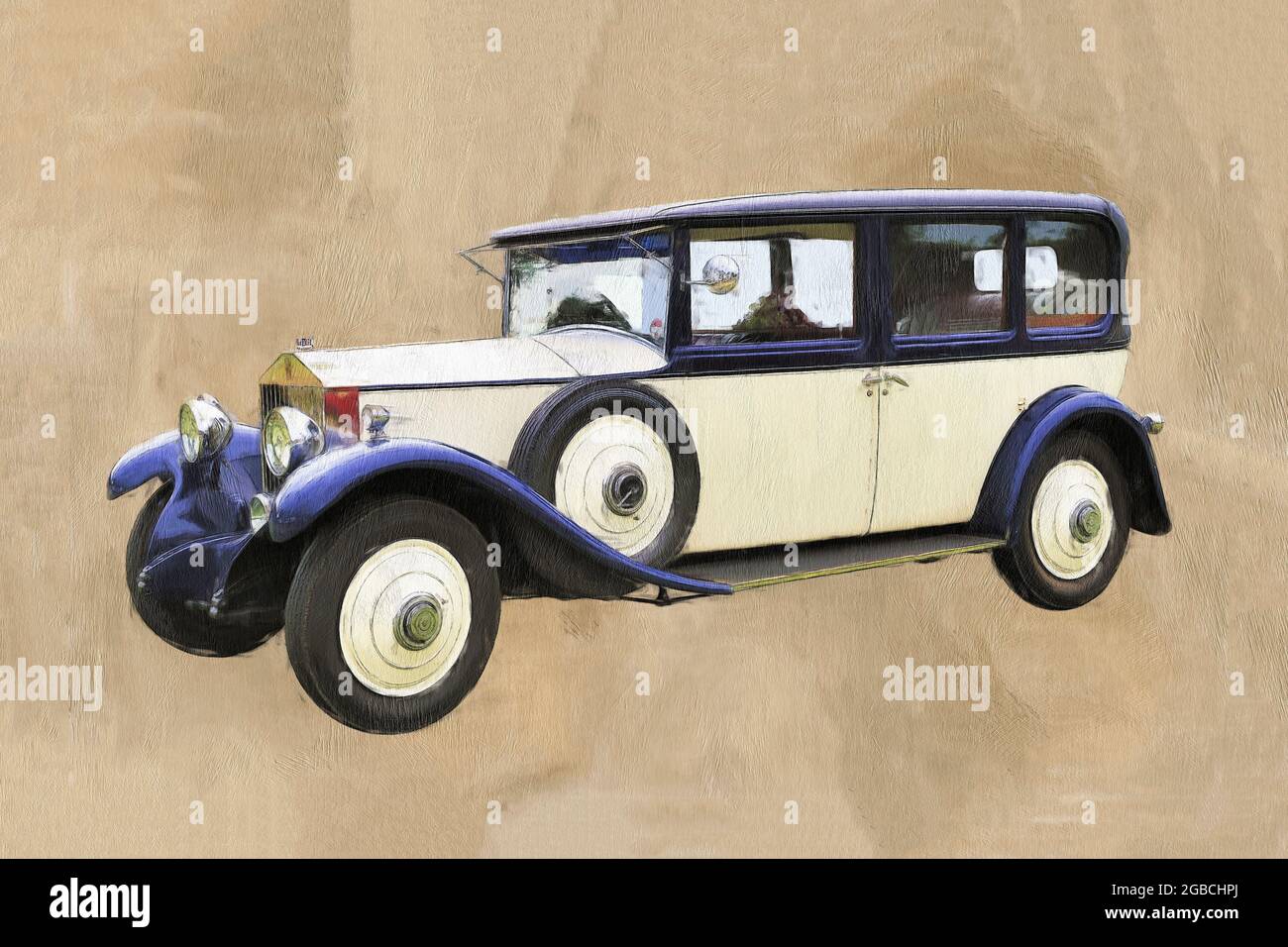 1929 Rolls Royce Phantom 1 klassische Limousine in lackierter und strukturierter Optik Stockfoto