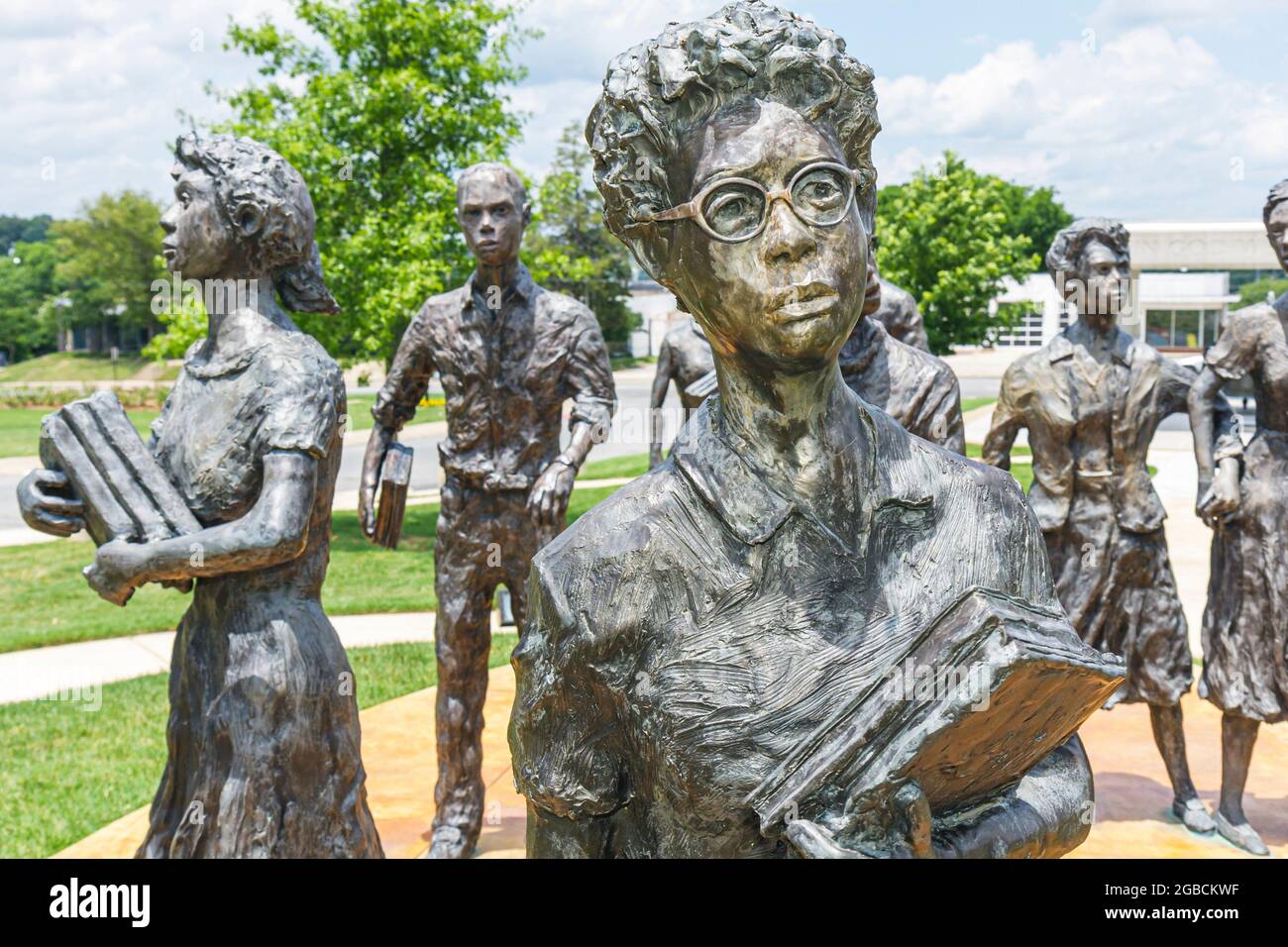 Arkansas Little Rock,Little Rock Nine Central High School,1957 Desegregationskrise,Black History Studenten Teenager Teenager Teenager Skulptur Bronze,John Stockfoto