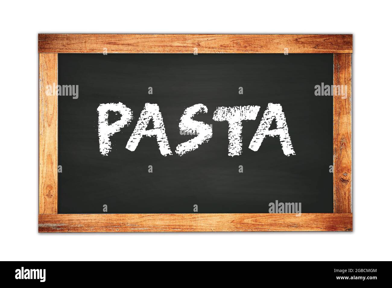PASTA Text auf schwarzem Holzrahmen Schule Tafel geschrieben. Stockfoto