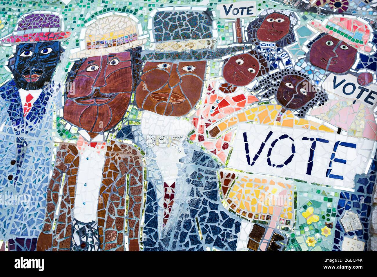 Winter Park Florida, Hannibal Square Heritage Center, Schwarze Menschen Kunst Kunstwerk Mosaik Bürgerrechte Thema Stimmabgabe, Stockfoto