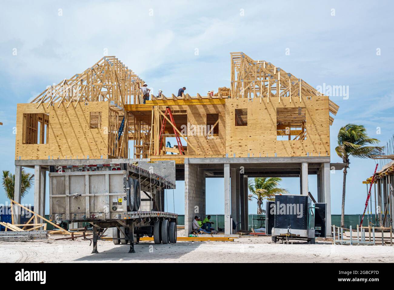 Fort Ft. Myers Beach Florida, Estero Barrier Island Strandhaus, neue Baustelle am Golf von Mexiko Stockfoto