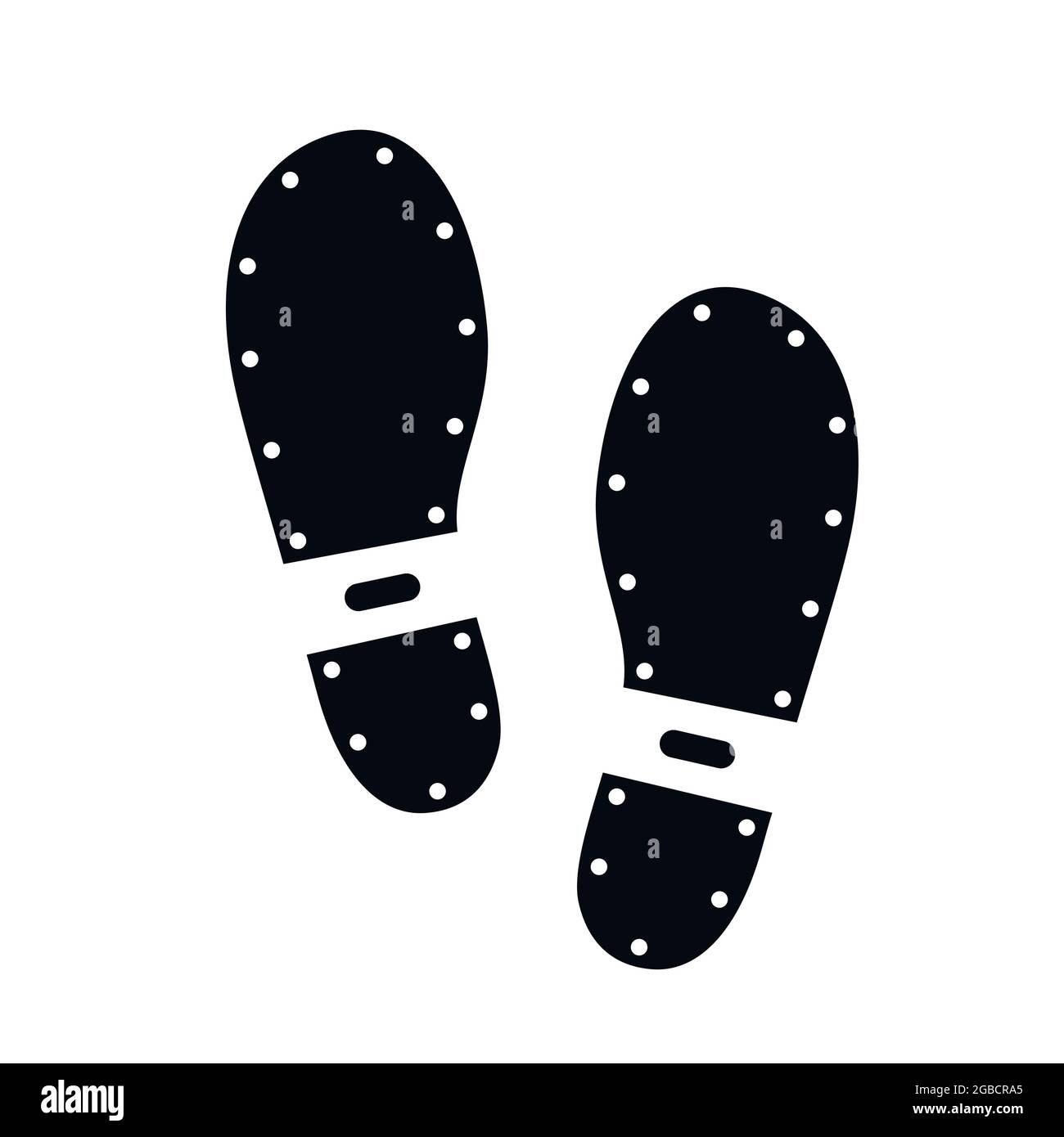 Schwarz Silhouetten Fußabdruck Schuh isoliert auf weißem Hintergrund. Vektor Stock Vektor