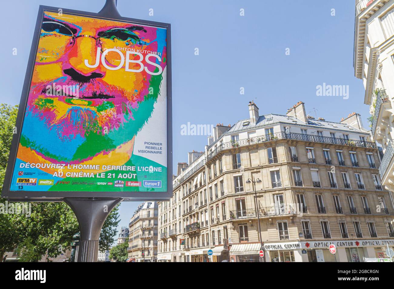 Paris Frankreich,5. Arrondissement,Quartier Latin Rive Gauche Left Bank Rue des Écoles,Filmförderung Kino Werbetafel Plakat Werbung Werbung Steve Jobs, Stockfoto