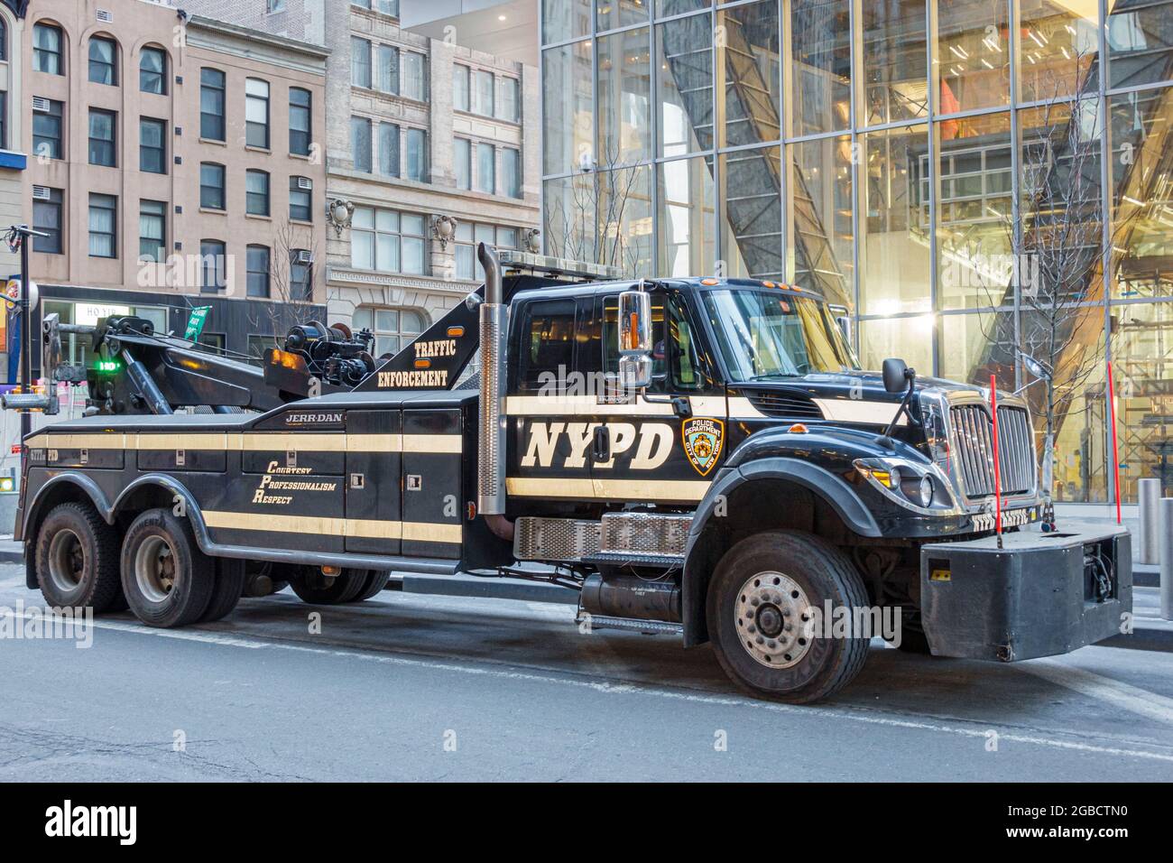 New York, NY NYC, New York City, Manhattan Lower Financial District, NYPD Fahrzeug schwerer Abschleppwagen, Stockfoto