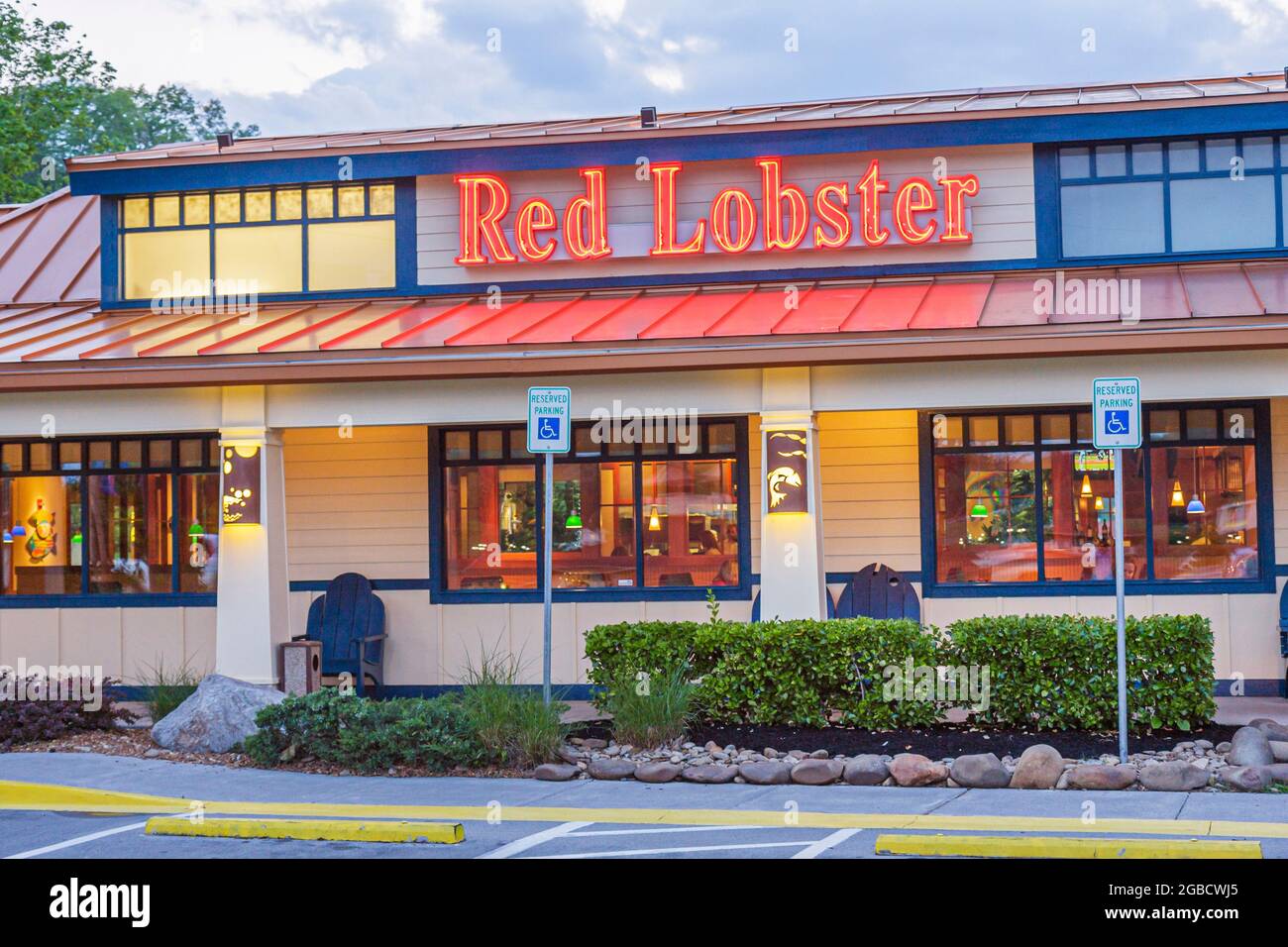 Sevierville Tennessee, Red Lobster, Restaurant Restaurants Neonschild, Außeneingang Vordereingang Meeresfrüchte Essen, Stockfoto