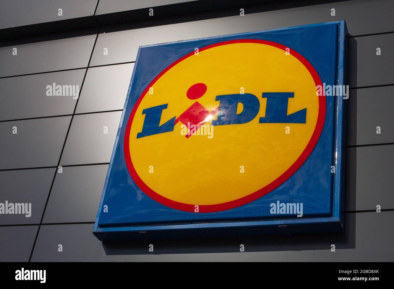 SKORZEWO, POLEN 30. Jul 2021 Lidl Supermarket Logo EINE deutsche
