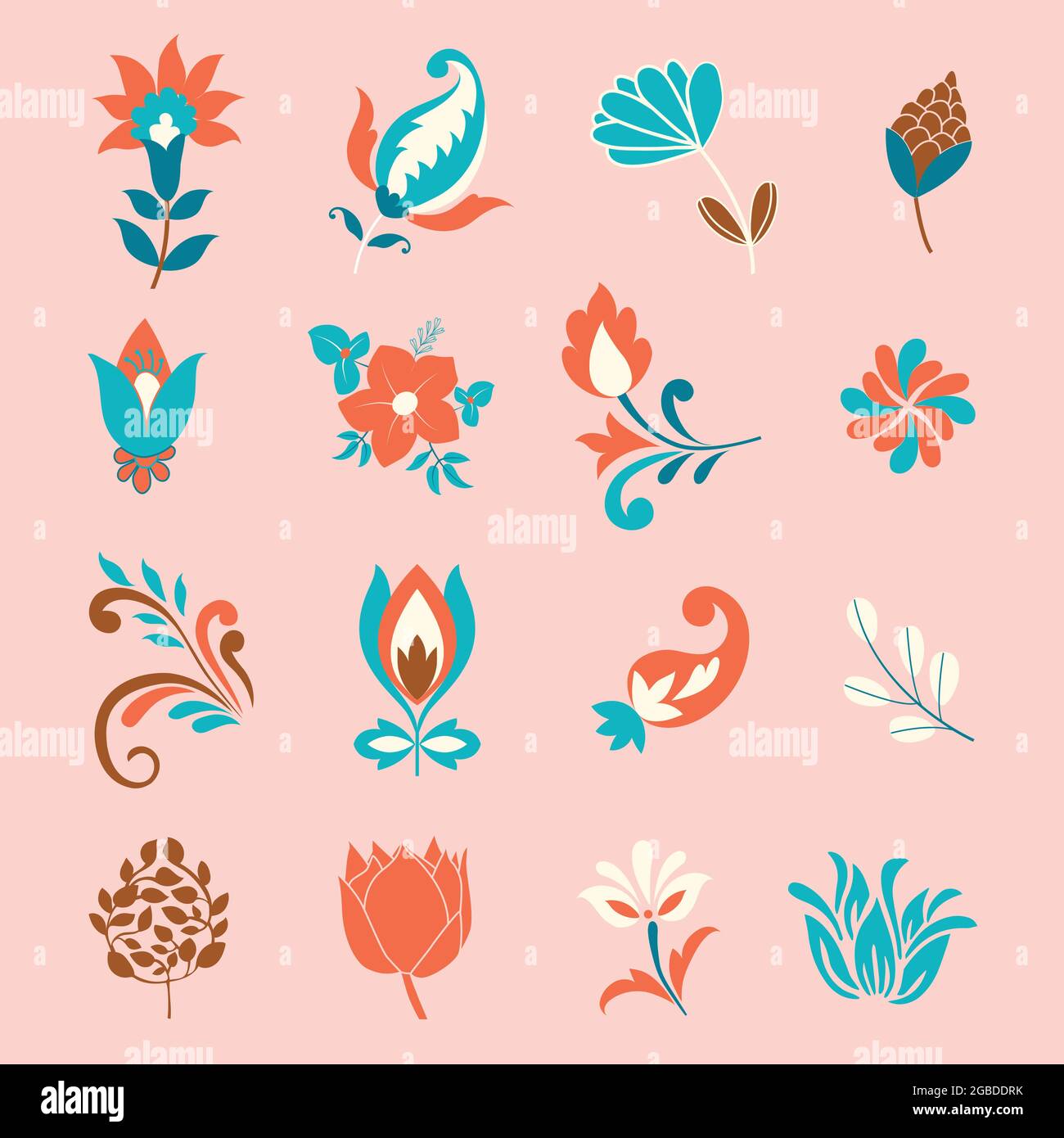 Vintage Blume Motiv Vektor Design Element Set Stock Vektor
