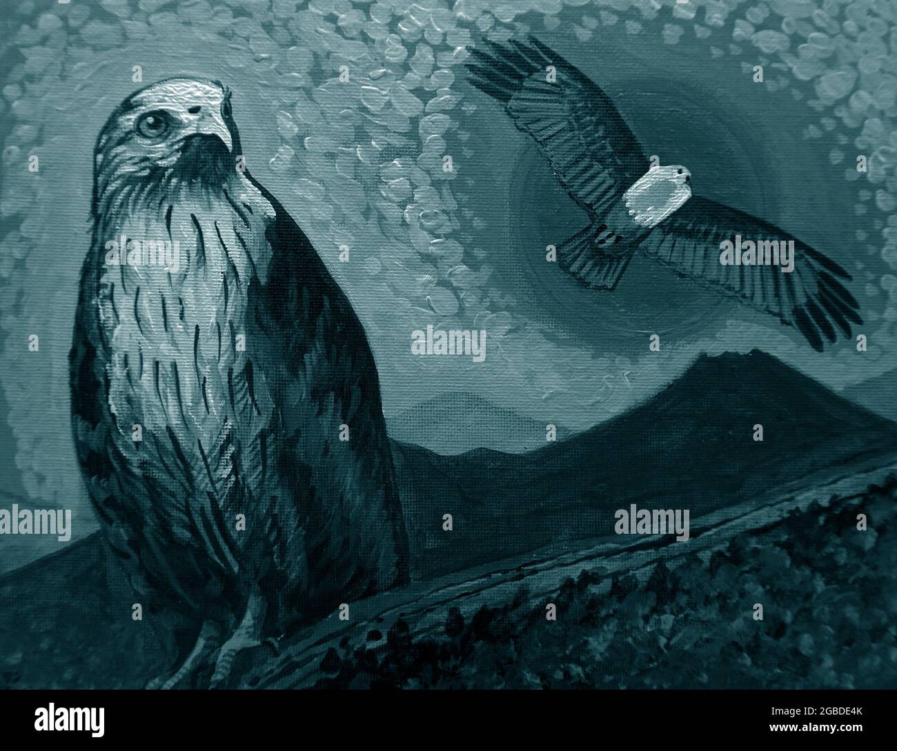 Foto von Kunst Ölgemälde Tier Adler , monochrom Stockfoto